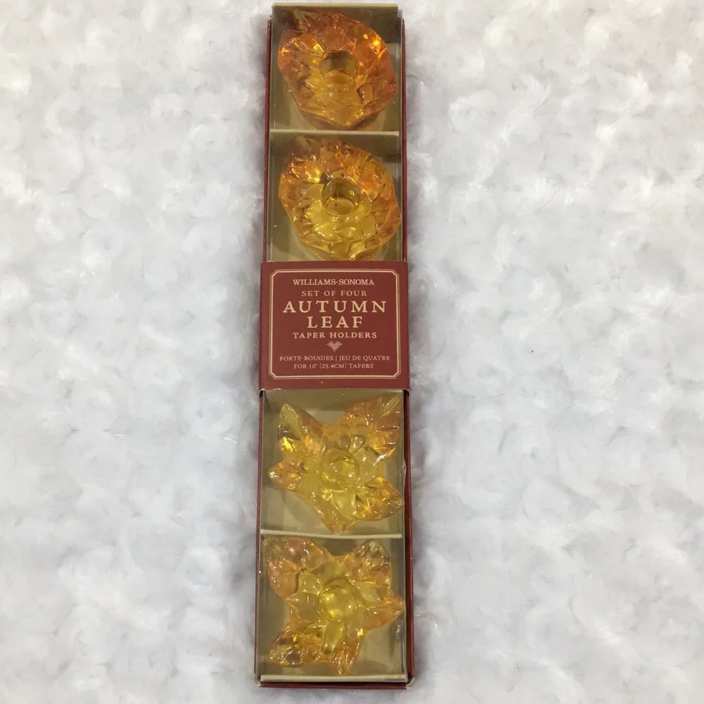 Williams Sonoma Autumn Leaf Taper Holders Set of Four NIB.  B9